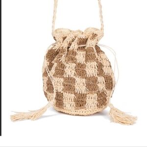 New!!! Lu & Elle ✨️ Seadrift Checkered Bucket Women's Bag - Cream and Brown
